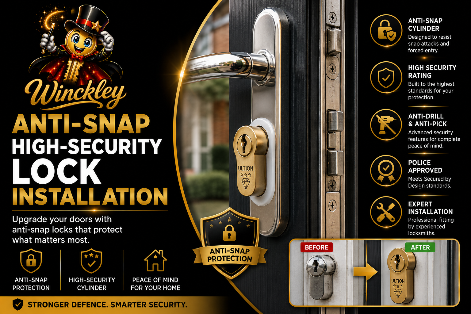 Anti-Snap High-Security Lock Installation
